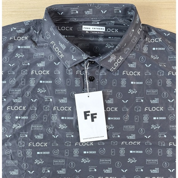 Fore Fathers Polo Shirt Men's Size XL Golf Performance Flock All Over Print - Picture 1 of 4
